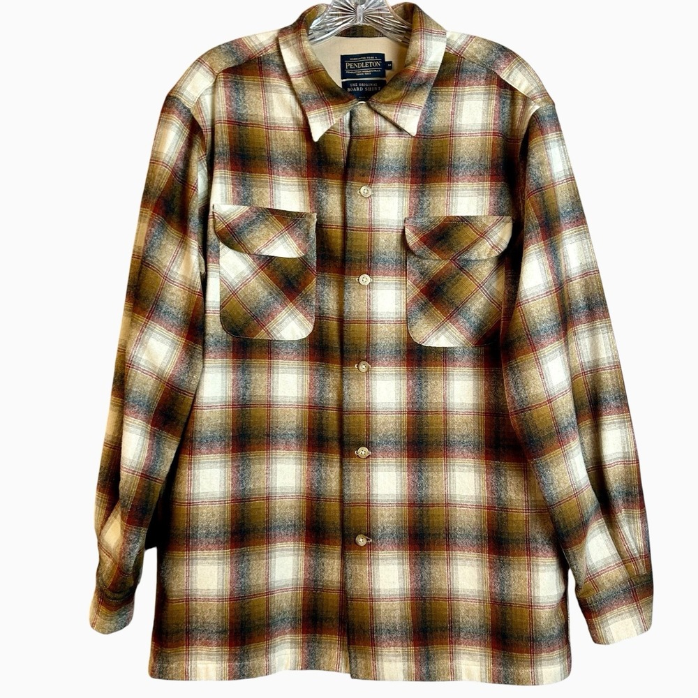 Pendleton The Original Board Shirt Men's Ombré Plaid USA Fabric Size Medium